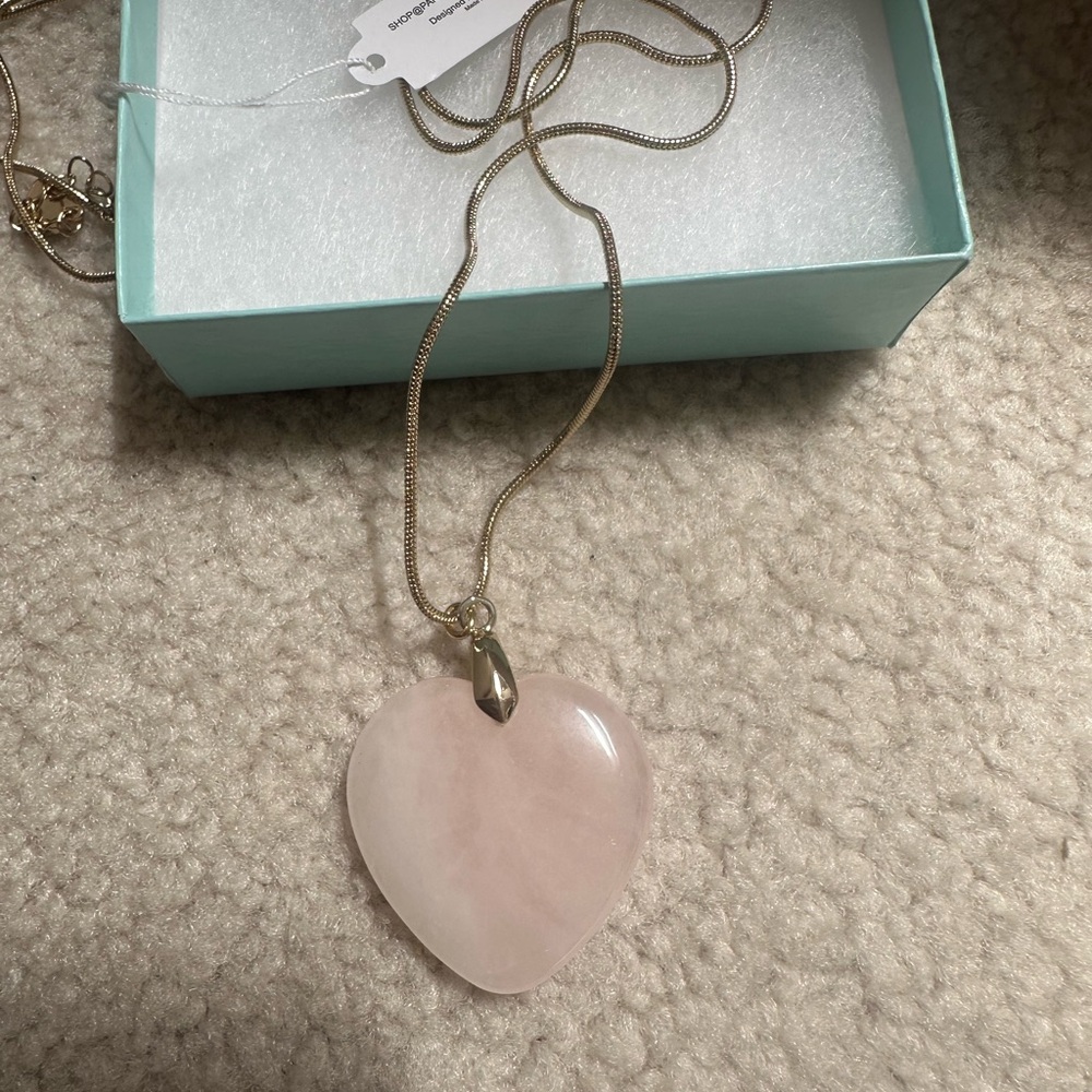 Park Lane Pink and Gold Heart Necklace